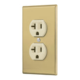 Tomacorriene doble dorado de aluminio 20amp linea esandar voleck